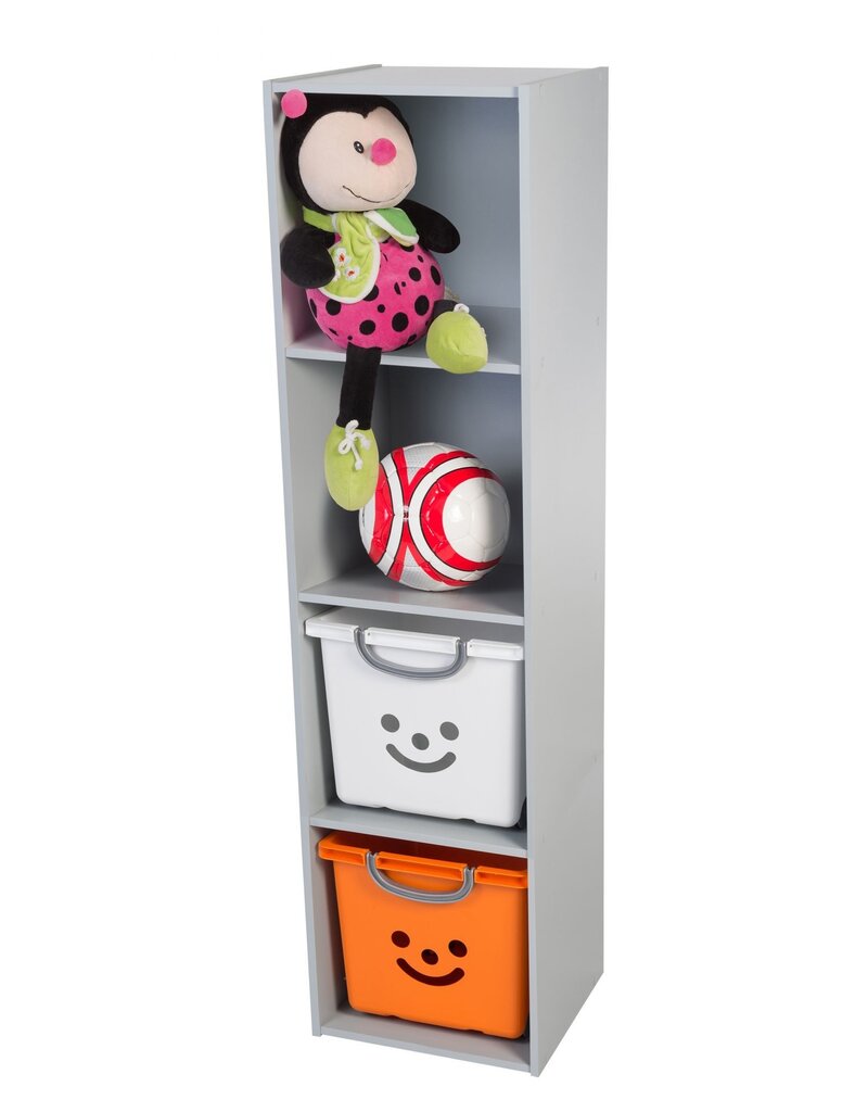 IRIS Kinderkast, boekenkast, speelgoedorganizer, KCX-4 - grijs, W35,4 x D35,1 x H138,6 cm