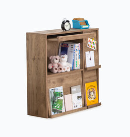 IRIS furniture, shelf, storage bookcase, with 4 doors, FR-F4 Ash Brown, W33.8 x D89 x H90 cm