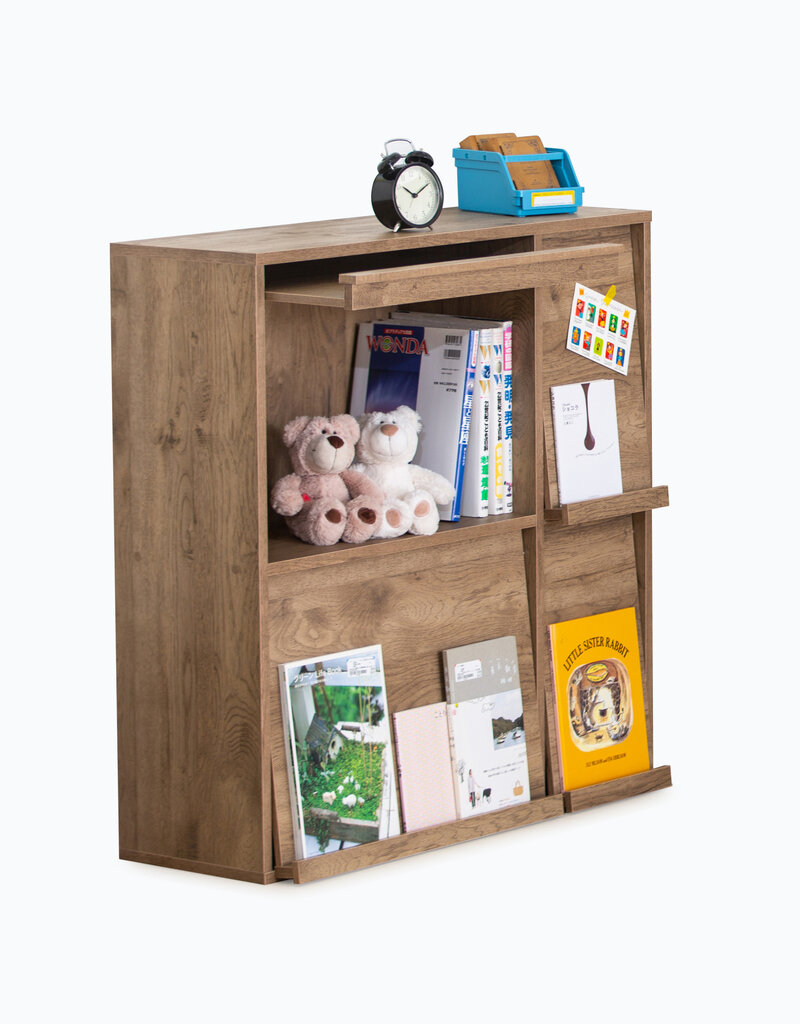 IRIS meubels, plank, opbergboekenkast, met 4 deuren, FR-F4 Ash Brown, W33,8 x D89 x H90 cm
