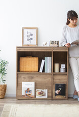 IRIS meubels, plank, opbergboekenkast, met 4 deuren, FR-F4 Ash Brown, W33,8 x D89 x H90 cm