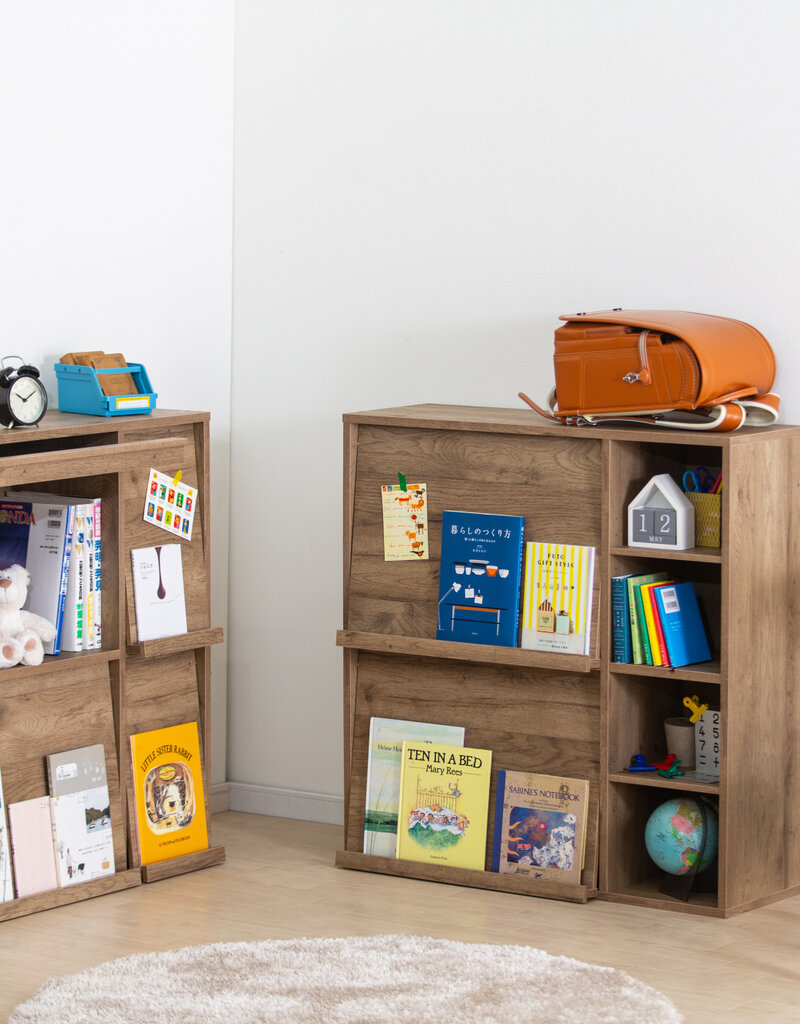 IRIS meubels, plank, opbergboekenkast, met 4 deuren, FR-F4 Ash Brown, W33,8 x D89 x H90 cm