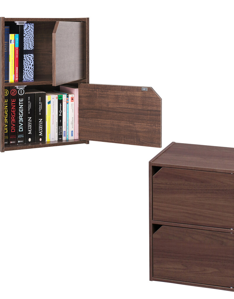 IRIS opbergkast, set van 2 houten opslagplanken, MDB-2D, bruin