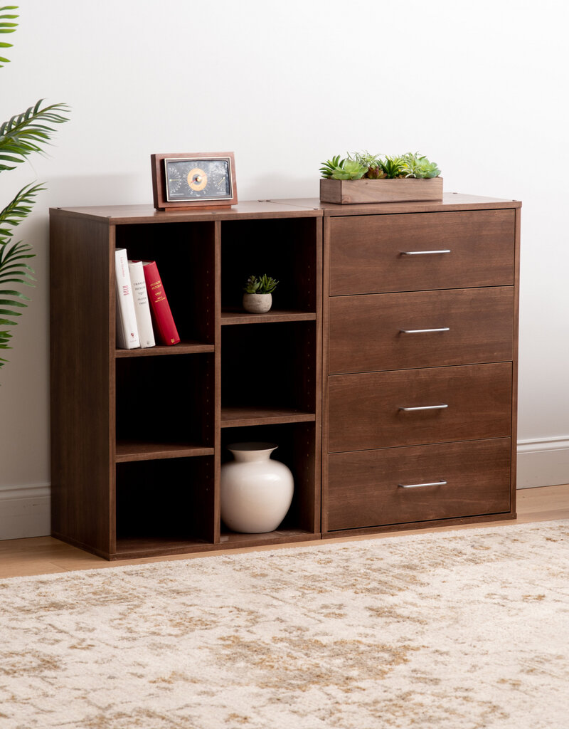 IRIS boekenkast, meubels, 6 planken, opslagkubus, modulair, CFR-9060, bruin, W35 x D59 x H83,6 cm