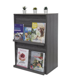 IRIS furniture, bookcase, storage shelf with 2 doors, CHR-2, grey oak, W40.9 x D59 x H83.6 cm