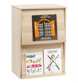 IRIS furniture, bookcase, storage shelf with 2 doors, CHR-2, light brown, W40.9 x D59 x H83.6 cm