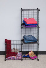 IRIS Set van 4 metalen dozen, WC-4, zwart, W35,5 x D35,5 x H6 cm