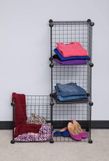 IRIS Set van 4 metalen dozen, WC-4, zwart, W35,5 x D35,5 x H6 cm