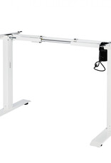IRIS zit-sta-bureau, ergonomisch in hoogte verstelbaar bureauframe, USB-poorten, HADFRW, wit, W65 x D85 x H71 cm
