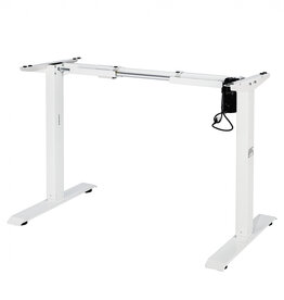 IRIS sit-stand desk, ergonomic height-adjustable desk frame, USB ports, HADFRW, white, W65 x D85 x H71 cm