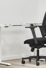 IRIS zit-sta-bureau, ergonomisch in hoogte verstelbaar bureauframe, USB-poorten, HADFRW, wit, W65 x D85 x H71 cm