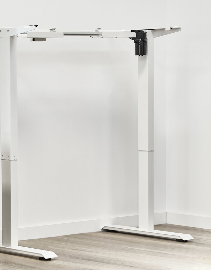 IRIS zit-sta-bureau, ergonomisch in hoogte verstelbaar bureauframe, USB-poorten, HADFRW, wit, W65 x D85 x H71 cm