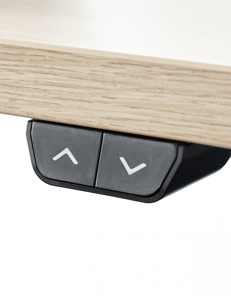 IRIS zit-sta-bureau, ergonomisch in hoogte verstelbaar bureauframe, USB-poorten, HADFRW, wit, W65 x D85 x H71 cm