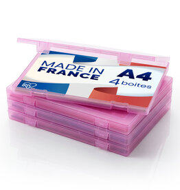 IRIS Document storage box, Set of 4, Pink, Capacity of 150 A4 sheets each, PJC-A4