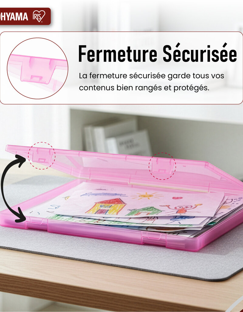 IRIS Documentenopbergdoos, Set van 4, Roze, Capaciteit van 150 A4-vellen elk, PJC-A4