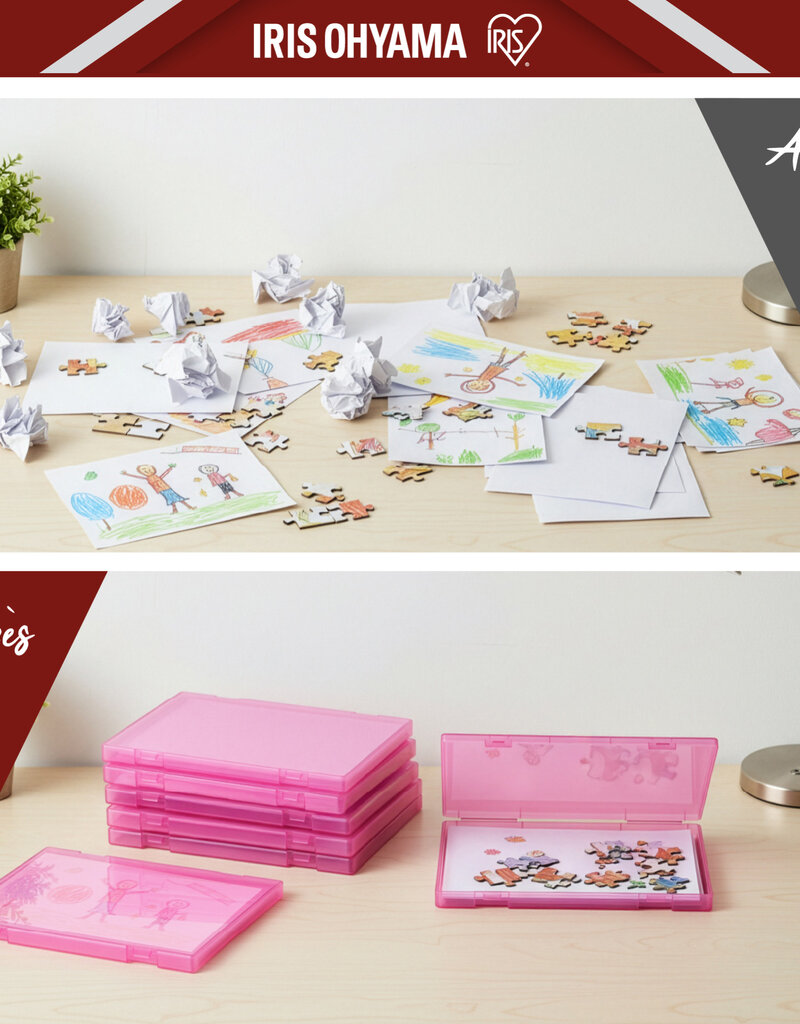 IRIS Documentenopbergdoos, Set van 4, Roze, Capaciteit van 150 A4-vellen elk, PJC-A4