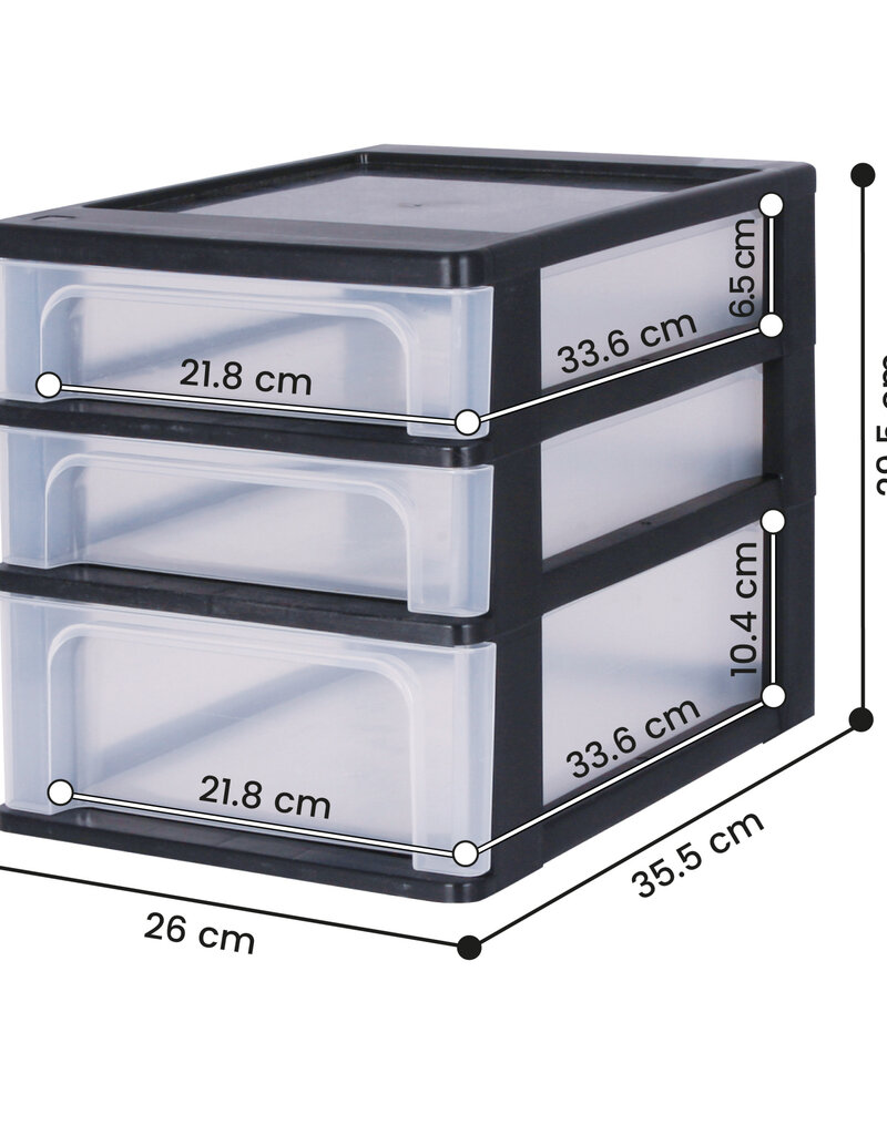 IRIS Organizer Chest - 3 drawers - OCH-2021 - Black
