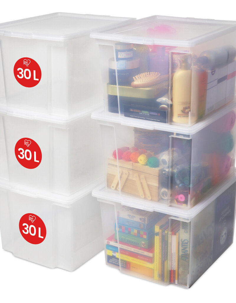 IRIS New Useful Storage Box - 30 liters - set of 6 - USB-M - Transparent