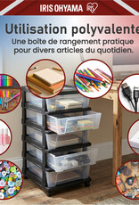 IRIS Iris Ohyama, Rollcontainer Kunststoff auf Rollen, 5 Kompakte Schubladen, Schwarz, KMC-350