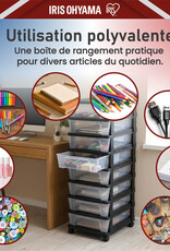 IRIS Iris Ohyama, Rollcontainer Kunststoff auf Rollen, 8 Kompakte Schubladen, Schwarz, KMC-380