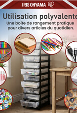 IRIS Iris Ohyama, Rollcontainer Kunststoff auf Rollen, 10 Kompakte Schubladen, Schwarz, KMC-010