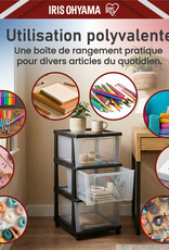 IRIS Iris Ohyama, Rollcontainer Kunststoff auf Rollen, 3 Grosse Schubladen, Schwarz, KMC-303