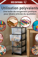 IRIS Iris Ohyama, Rollcontainer Kunststoff auf Rollen, 4 Grosse Schubladen, Schwarz, KMC-304