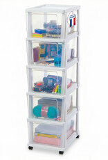 IRIS Iris Ohyama, Rollcontainer Kunststoff auf Rollen, 5 Grosse Schubladen, Weiß, KMC-305