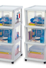 IRIS Iris Ohyama, Rollcontainer Kunststoff auf Rollen, 2er-Set, 3 Grosse Schubladen, Weiß, KMC-303
