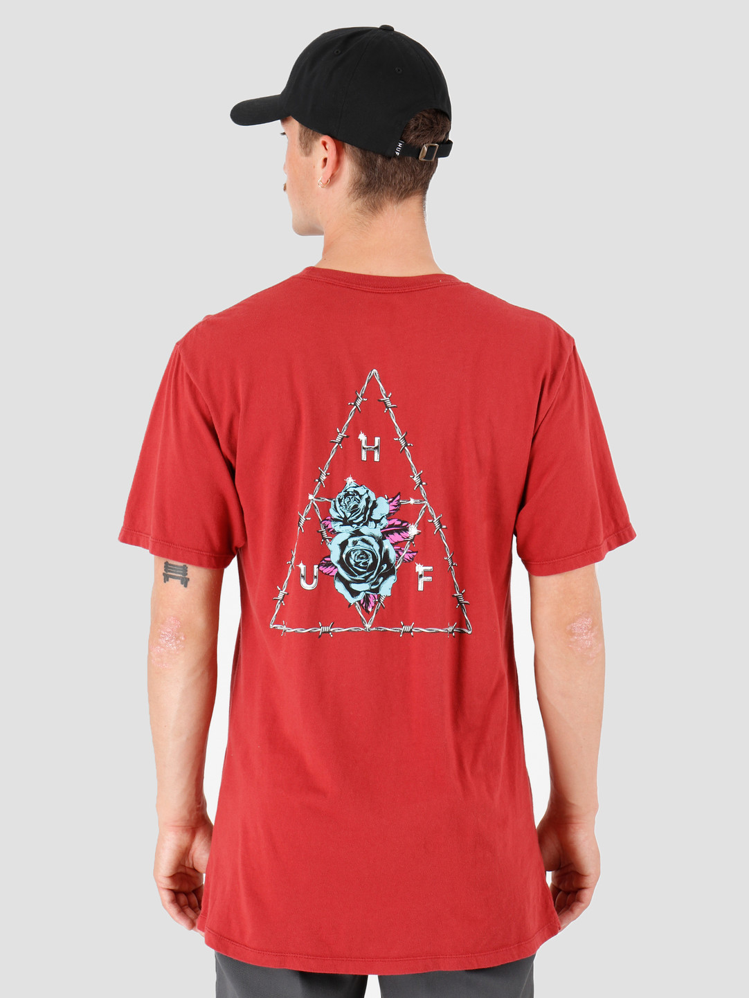 Huf Dystopia Tt T Shirt Rose Wood Red Ts00793 Rwred