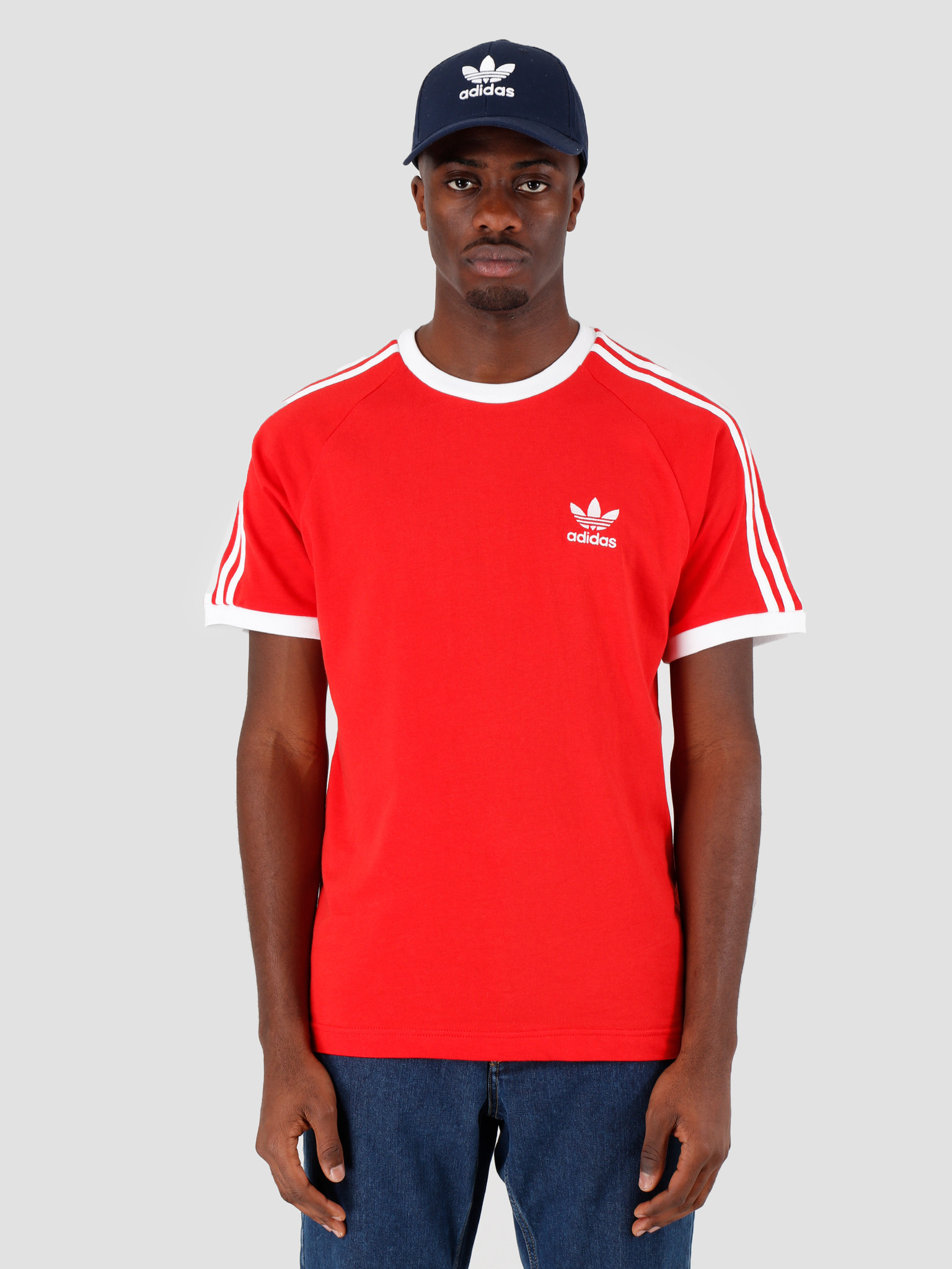 adidas 3 stripe shirt red