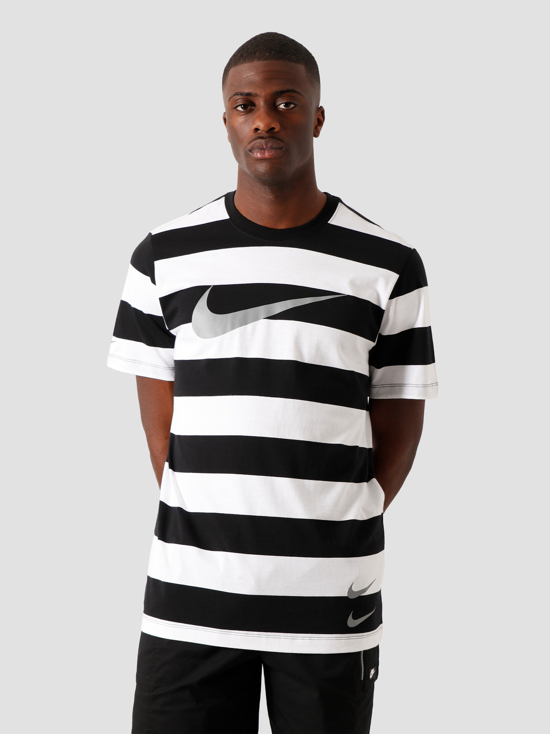 black and white striped nike shirt