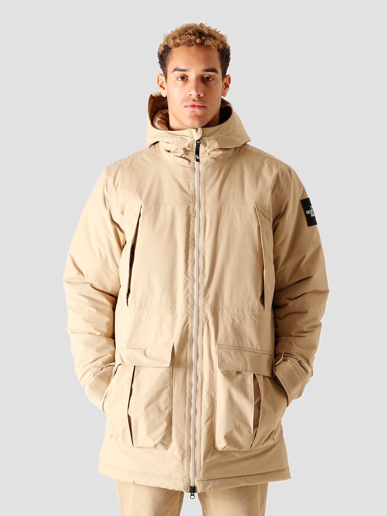 khaki north face coat