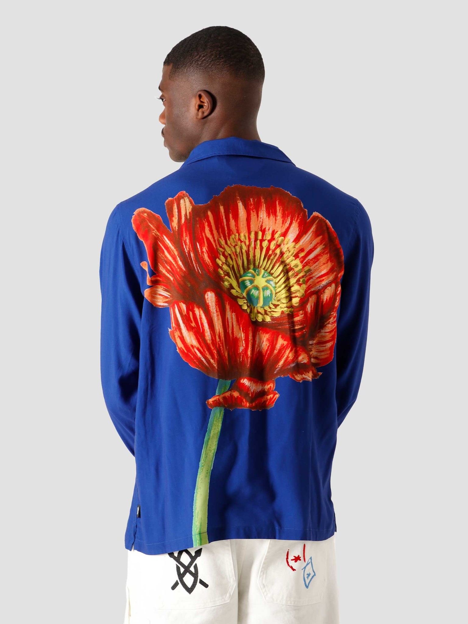 Stussy Big Poppy Longsleeve Shirt Blue 0801 Freshcotton Stussy Big Poppy Longsleeve Shirt Blue 0801 Freshcotton