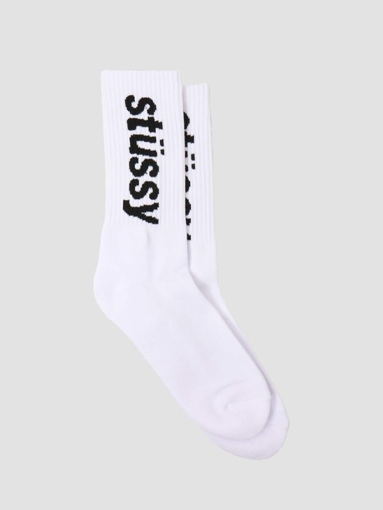 Stussy Helvetica Jacquard Crew Socks White 138742-1201