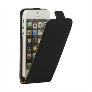 Klassiek Zwart lederen iPhone 5/5S Flip case