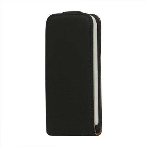lederen classic flip case iphone 5 zwart