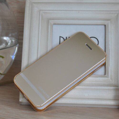 champagne gouden aluminium pu lederen hoesjes voor iphone 5s 5