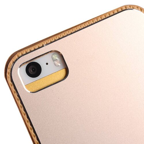 champagne gouden aluminium pu lederen hoesjes voor iphone 5s 5