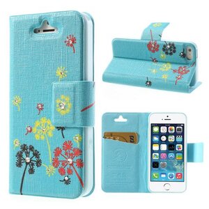 Lederen stand case iphone 5 baby blauw
