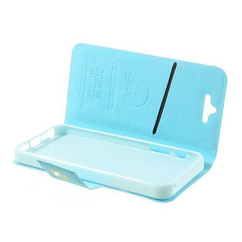 lederen stand case iphone 5 baby blauw