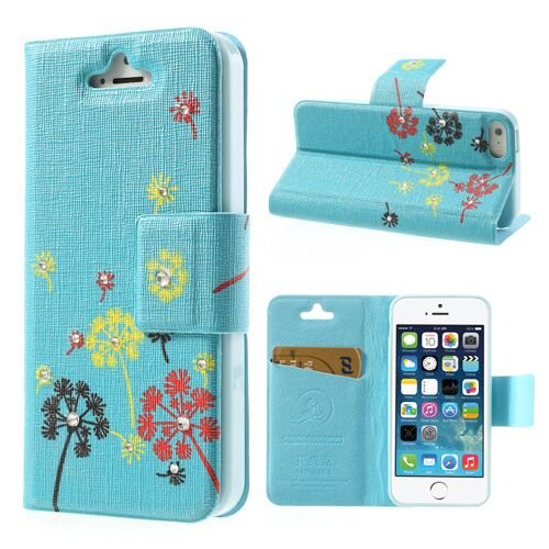 lederen stand case iphone 5 baby blauw