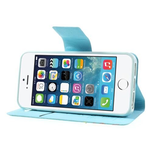 lederen stand case iphone 5 baby blauw