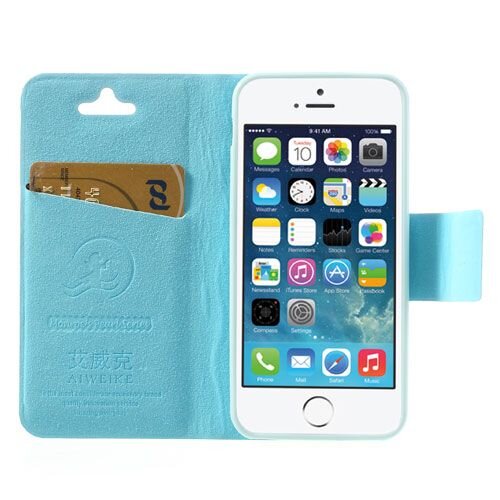 lederen stand case iphone 5 baby blauw