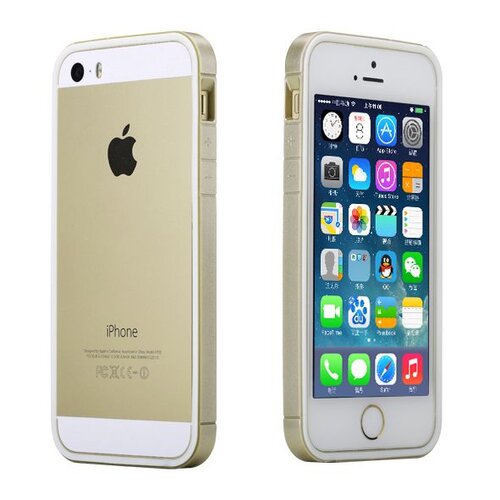 Rock Rock PC + TPU Hybride iPhone 5s 5 bumper Wit / Goud