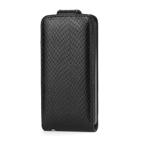 slangenleer iphone 5 5s flip case donker