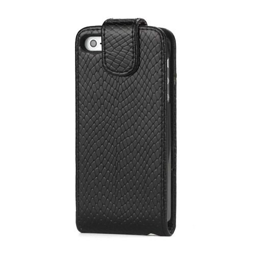 slangenleer iphone 5 5s flip case donker