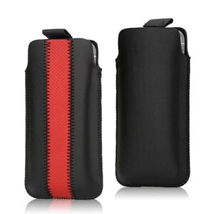 Zwart/Rood Lederen iPhone 5/5S hoesje