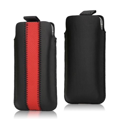 Zwart/Rood Lederen iPhone 5/5S hoesje