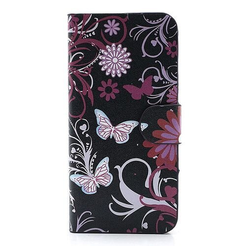 pu leren wallet iphone 5 s se vlinders zwart