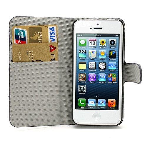 pu leren wallet iphone 5 s se vlinders zwart